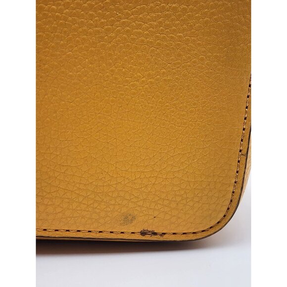 Anne Klein Faux Leather Mustard Yellow Tote Bag With Adjustable Straps & Zip Clo - Picture 11 of 16